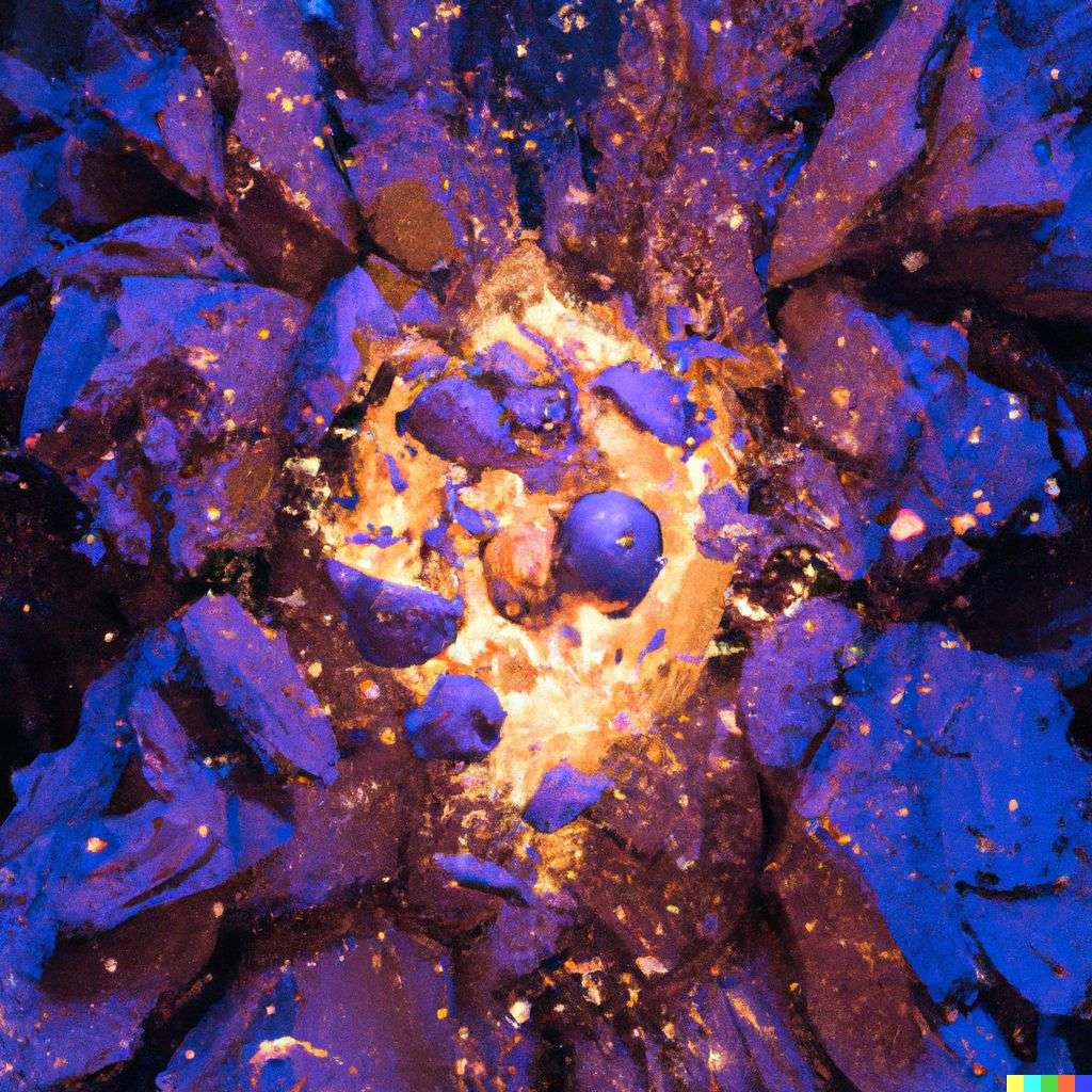 a representation of anxiety, covered in exploding crystals
